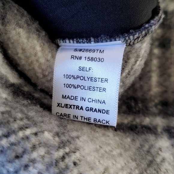 Fleece Plaid Jacket XL Quarter Zip Cozy Soft Grunge Pullover Shacket Gorpcore - Picture 5 of 10